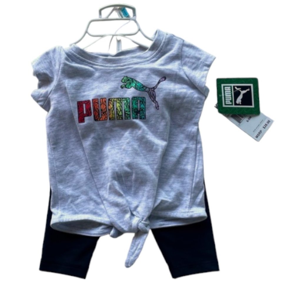BNWT Baby GirlsPuma 2 pc Tee and Active Leggings Set, 6-9 Months - Picture 2 of 5